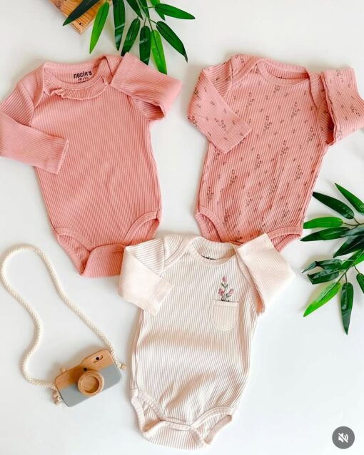 Lot de 3 Bodies bébé fille effet rayures 0-3mois