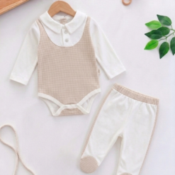 Ensemble bébé pantalon et body chemise - Doux coton