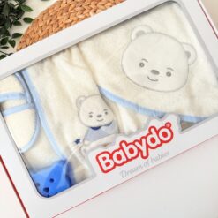 Sortie de Bain 5 pieces Peignoir à capuche en Bleu + accessoires - Babydo
