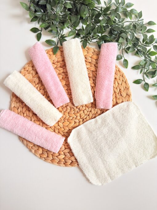 Lot de 6 Serviettes buccales bébé 25x25cm Rose - Bebekevi