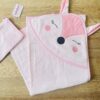 Cape de bain bébé avec gant rose- Bebekevi