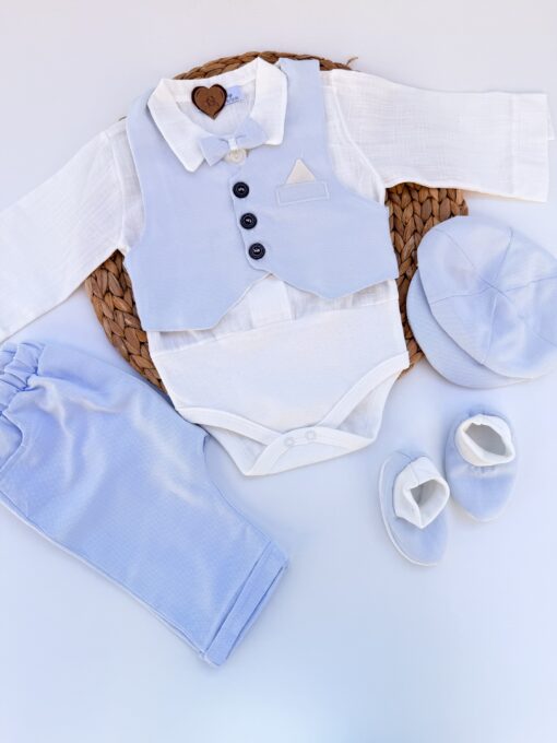 Ensemble Naissance en Lin 4 Pièces avec chaussons - Raffinement & Confort
