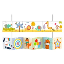 Livre pliable accordéon bébé stimulation visuelle couleurs contrastées dès naissance