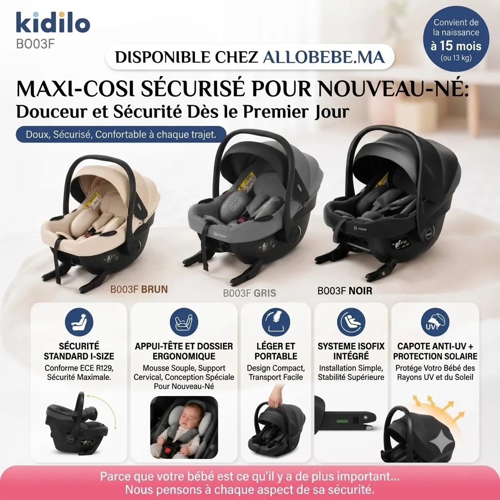 Coque Kidilo B003F i-Size ISOFIX groupe 0+ : naissance à 15 mois