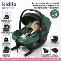 Coque siège auto i-Size ISOFIX Kidilo B003F disponible chez Allobebe Maroc
