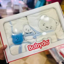 Sortie de Bain 5 pieces Peignoir à capuche en Bleu + accessoires - Babydo