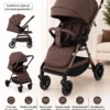 Poussette Kidilo M9 Camel – dossier inclinable position couchée roues 360° pliage compact
