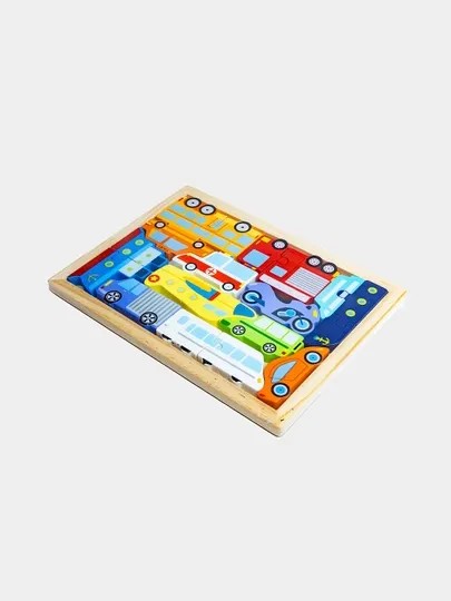 Puzzle Encastrement Bois Véhicules & Transports – 15 Pièces | Éveil Enfant 2-5 Ans