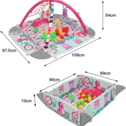 Tapis d'éveil Rabattable 5-en-1 en Rose - Activity