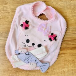 Bavoir kitty fille avec serviette incluse