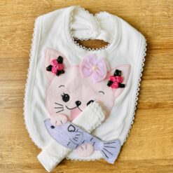 Bavoir kitty fille avec serviette incluse