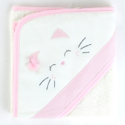 Sortie de bain Brodée mini chaton rose - sebi