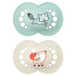 Lot de 2 Sucettes 6m+ Blanc/Vert - MAM