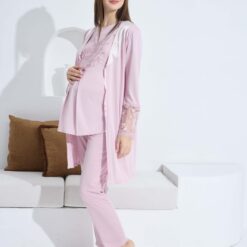 Pyjama grossesse allaitement rose 3 pcs