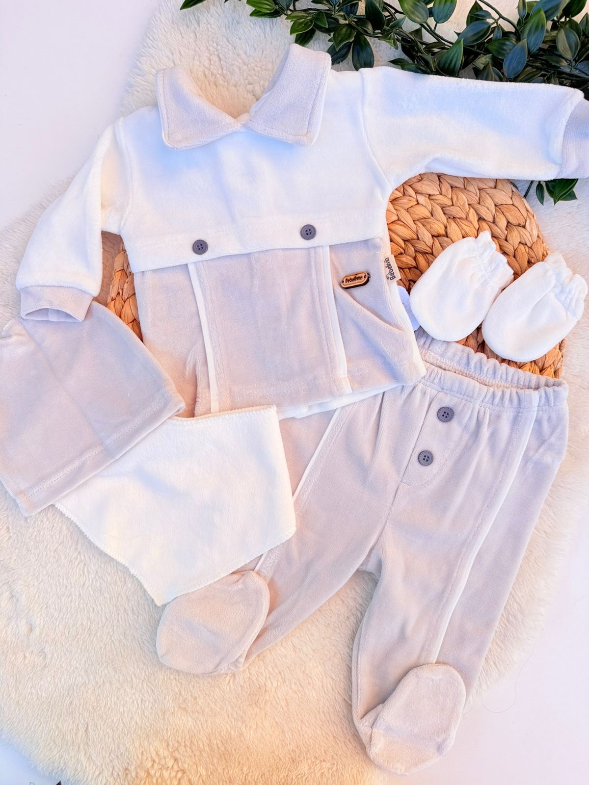 Ensemble 5 pcs coton 0-3 mois gris -