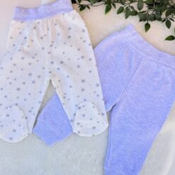 Lot 2 Pantalons avec bande Évolutifs 100% coton- Naissance (0-3m) et Croissance (3-6m)