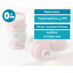 Doseur de lait en poudre rose 85 ml x4 340 ml 0m+ - Kiokids