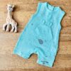 Salopette bébé tissu été respirant en lin bleu