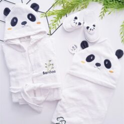 Ensemble Pegnoire et cape de bain panda en bamboo- bebitof