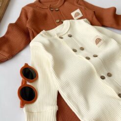 Grenouillère Boutonnée en Coton naturel- Bonnet offert