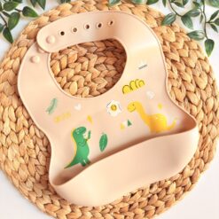 Bavoir Bébé Silicone : Poche Récupératrice & Motifs Ludiques
