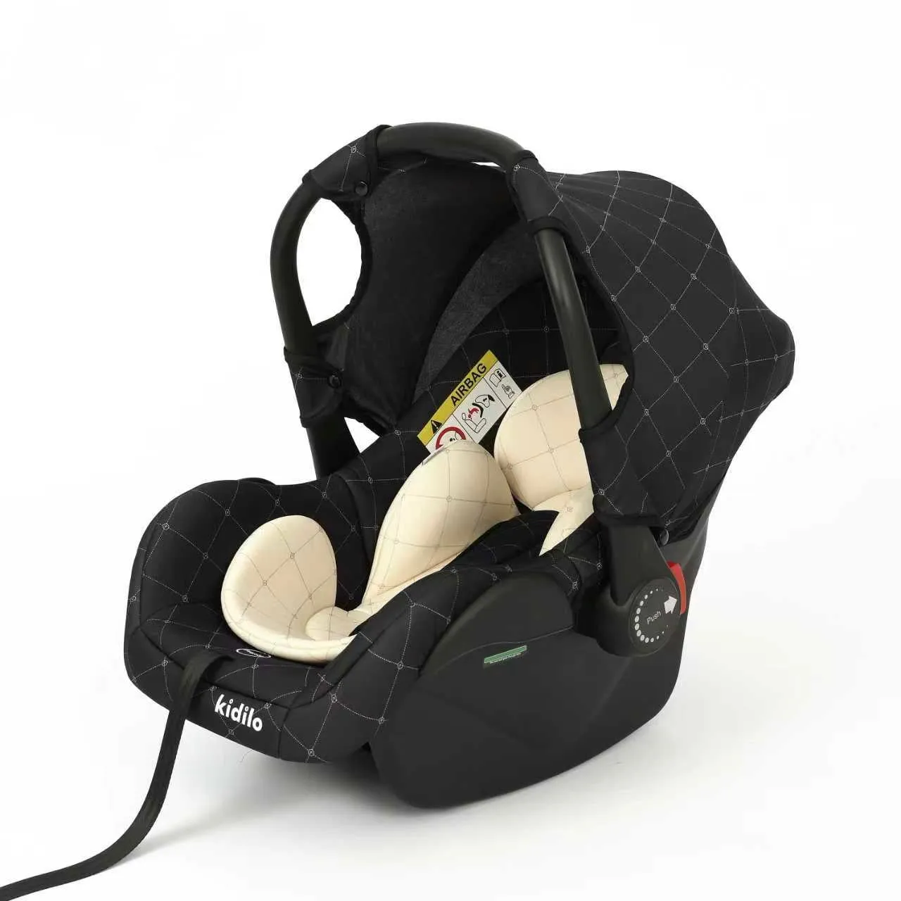 Cosy portable transat bébé Kidilo G305 noir tissu haut de gamme motif graphique