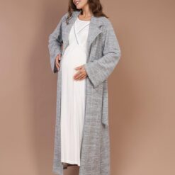 Pyjama hiver grossesse et allaitement Robe avec peignoir en gris