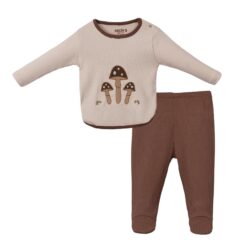 Ensemble Tenue Duo ultra-doux et original - motif champignon - 0-3 Mois, marron