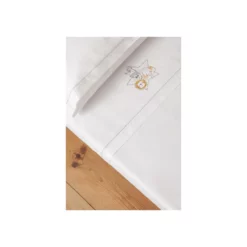 Parure de lit 60×120 gris et blanc 3 pièces + porte sucette