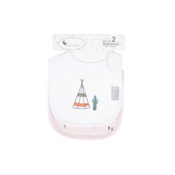 bavoir velcro (pack 2 unités) -rose - Interbaby