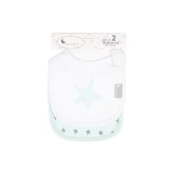 bavoir velcro (pack 2 unités) -38x22-tissu- cotton fabric - mod. star - green - Interbaby
