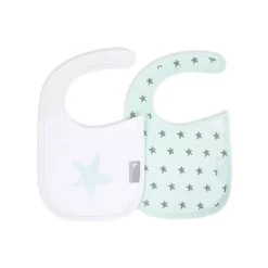 bavoir velcro (pack 2 unités) -38x22-tissu- cotton fabric - mod. star - green - Interbaby