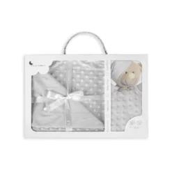 Couverture en bulles-80 x 110-coraline + Doudou en Gris- Interbaby