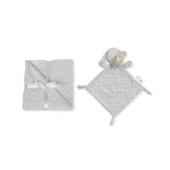 Couverture en bulles-80 x 110-coraline + Doudou en Gris- Interbaby