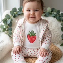Promo Jogging bébé 3 Pcs "Petite Fraise" à Capuche - Le Look Fruité 100% Coton