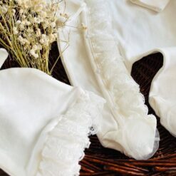 Elégante Grenouillère bébé mixte en blanc- coton naturel