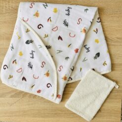 Cape de bain mousline + Gant - BEBEKEVI