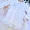 Robe fille Féerique : Dentelle et Papillons Brodés en Blanc