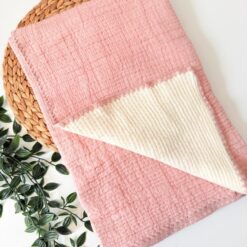 Couverture bébé en mousseline double épaisseur en coton - Bebekevi - Rose