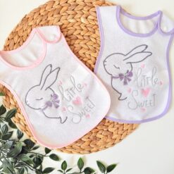 Bavoir Bébé Fille Coton Absorbant - Motif Lapin - Bebekevi
