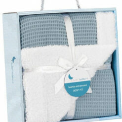 Couverture  in bee nest-lamb - petrol - Interbaby