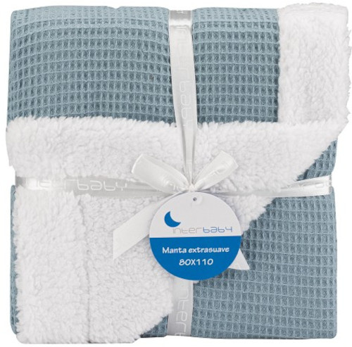 Couverture in bee nest-lamb - petrol - Interbaby 2 Couverture  in bee nest-lamb - petrol - Interbaby