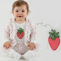 Jogging bébé 3 Pcs "Petite Fraise" à Capuche - Le Look Fruité 100% Coton