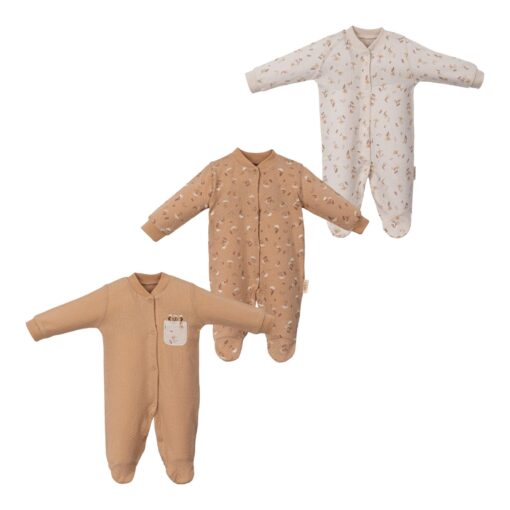 Lot de 3 grenouillères bébé en coton doux : confort