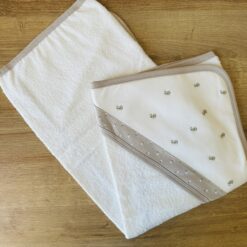 Sortie de bain Brodée beige - sebi