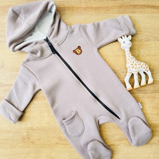 Barboteuse à capuche hiver Welsoft beige bear
