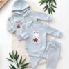 Jogging bébé fille brodé Lapin - Le Trio Cardigan 100% Coton