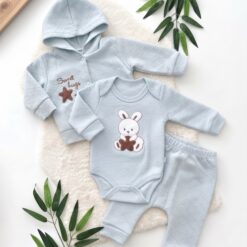 Jogging bébé fille brodé Lapin - Le Trio Cardigan 100% Coton