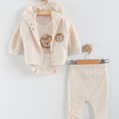 jogging bébé 3 Pcs Petit Lion - Le Trio en Coton Brodé