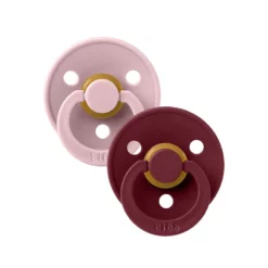 Lot de 2 Sucettes rose poudré grenat- Bibs